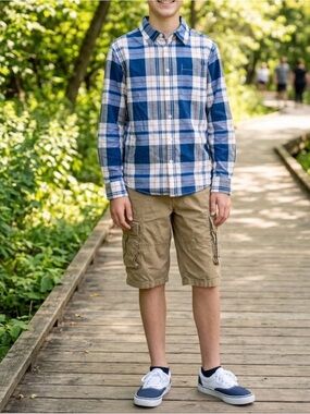 Gap Tan Cargo Shorts and Gymboree shirt for Boys